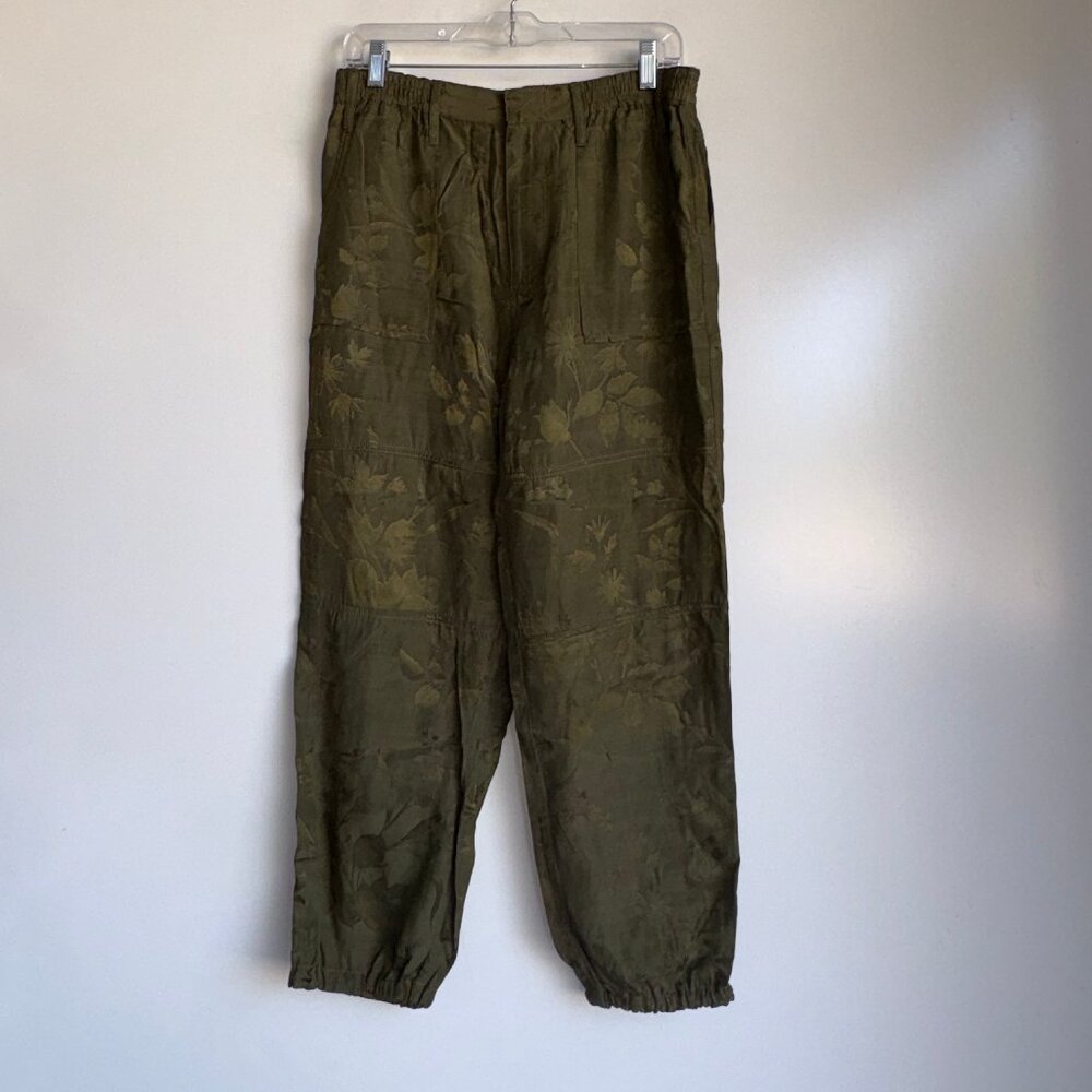 Anthropologie Silky Floral Jacquard Jogger Pants Size Small